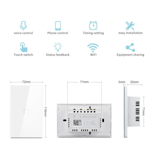 Smart Wi-Fi 3 Gang Wall Switch WS0T Black - Image 2