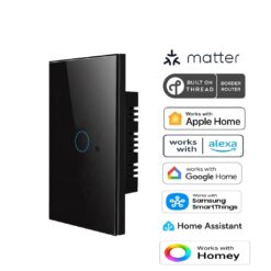 Premium One Gang Matter Over Thread Certified Wall Switch Black MS01B