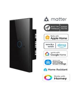 Premium One Gang Matter Over Thread Certified Wall Switch Black MS01B
