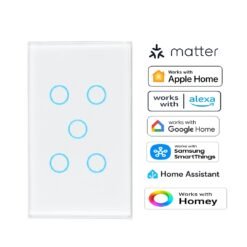 Premium Five Gang Matter Over Wi-Fi Certified Wall Switch MS05W