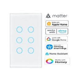 Premium Six Gang Matter Over Wi-Fi Certified Wall Switch MS06W