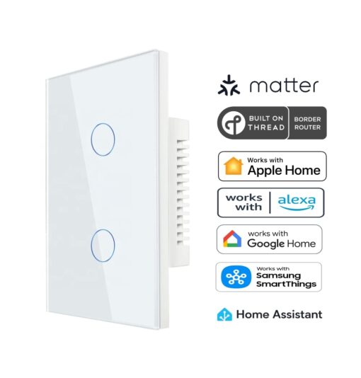 Matter Over Thread Certified Two Gang Wall Switch MS0QD