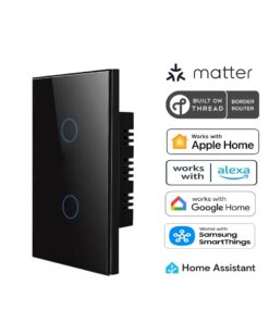Matter Over Thread Certified Two Gang Wall Switch Black MS0QDB