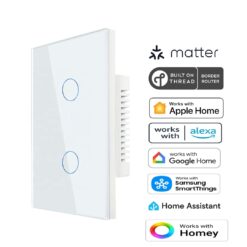 Premium Two Gang Matter Over Thread Certified Wall Switch MS0QDW