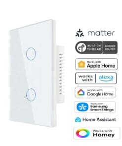 Premium Two Gang Matter Over Thread Certified Wall Switch MS0QD
