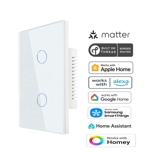 Premium Two Gang Matter Over Thread Certified Wall Switch MS0QD