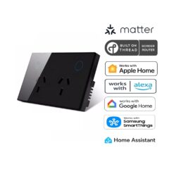 Matter Over Thread Certified Two Gang Wall Power Outlet Black MS0QPB
