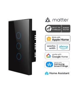 Matter Over Thread Certified Three Gang Wall Switch Black MS0QTB