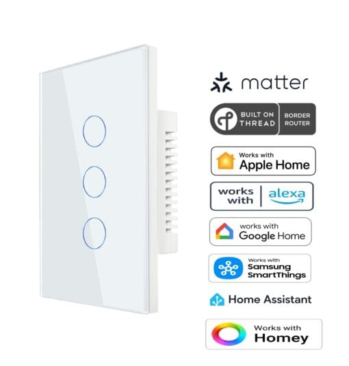 Premium Three Gang Matter Over Thread Certified Wall Switch MS0QT