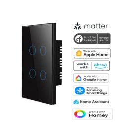 Premium Four Gang Matter Over Thread Certified Wall Switch Black MS0QB