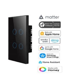 Premium Four Gang Matter Over Thread Certified Wall Switch Black MS0QB