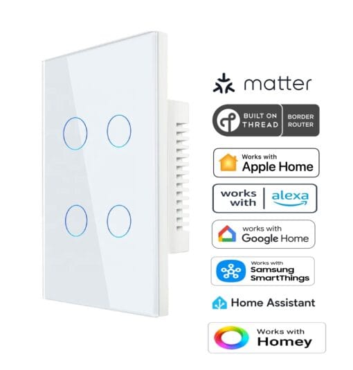 Premium Four Gang Matter Over Thread Certified Wall Switch MS0Q