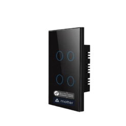 Alternative view of Premium Four Gang Matter Over Thread Certified Wall Switch Black MS0QB