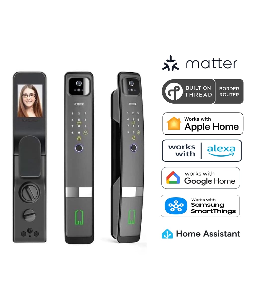 Matter Over Thread Smart Door Lock (Full Size Black)