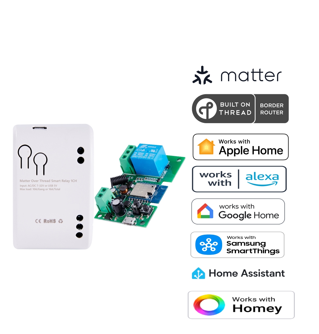 Matter Over Thread Smart Voltage Free Relay 1 Channel