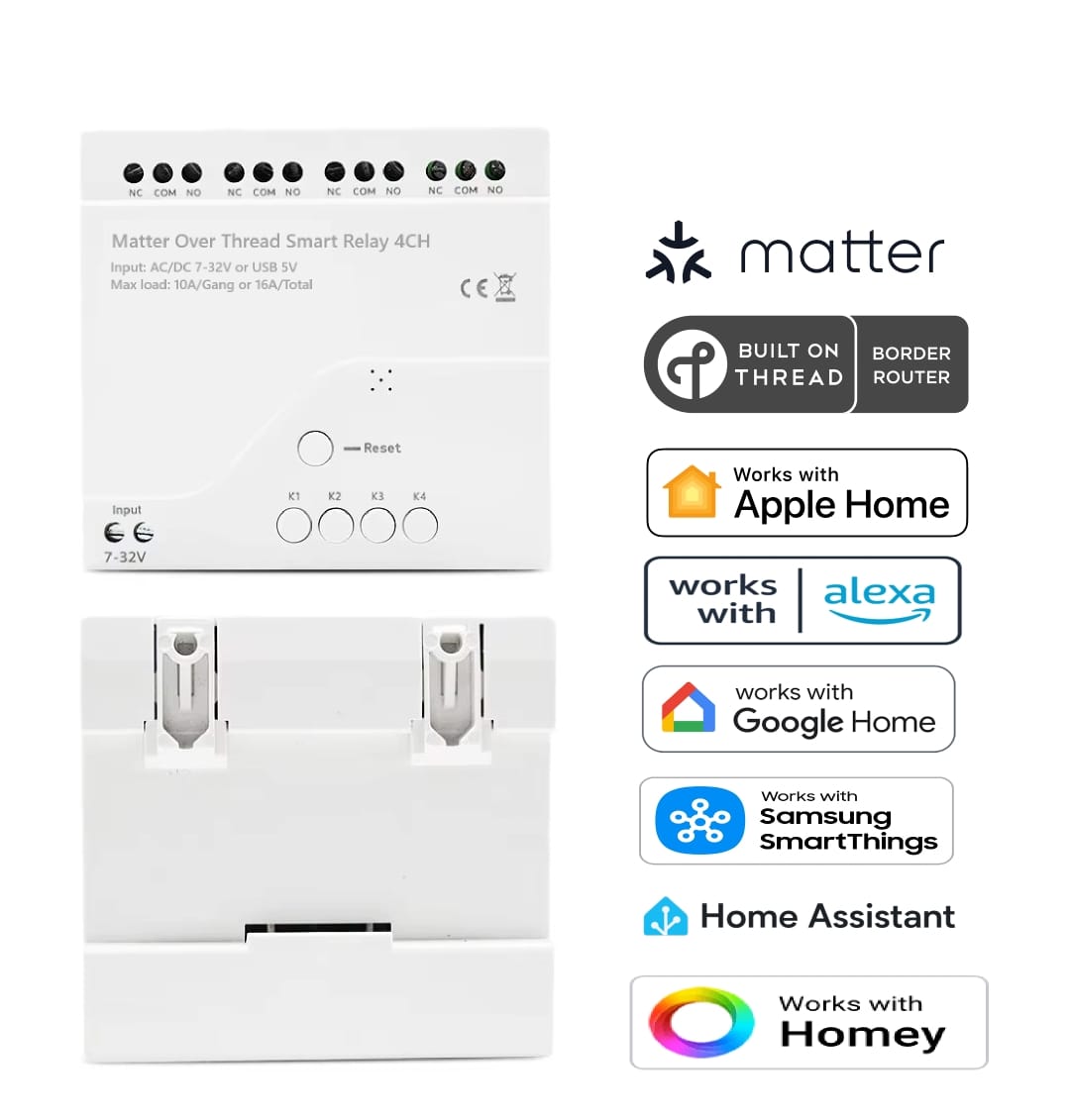 Matter Over Thread Smart Voltage Free Relay 4 Channel