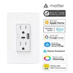 Matter Over Thread Certified Wall Outlet With USB A and C MS0QPUS